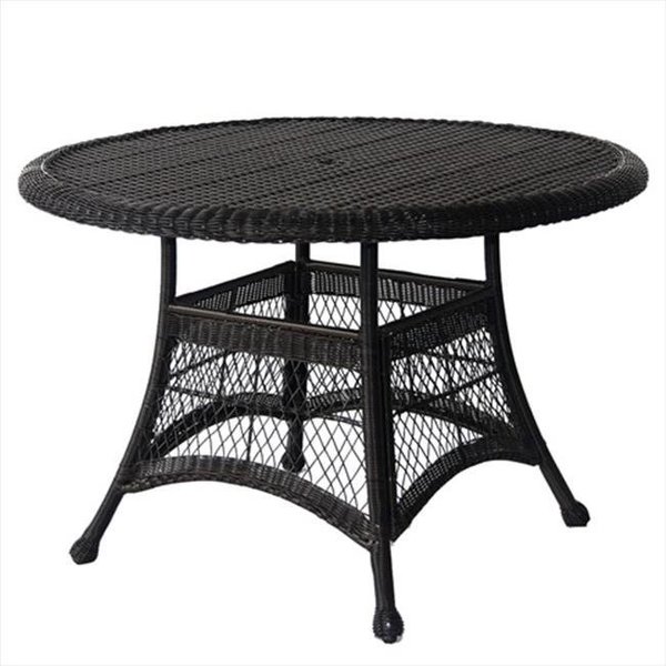 Jeco Jeco W00207D-D Black Wicker 44 In. Round Dining Table W00207D-D